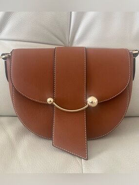 Strathberry Cressent Leather Saddle Bag with Gold Hardware